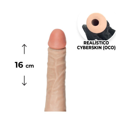 Capa Peniana 16cm x 4cm Realista/Cyberskin para Aumentar ou Engrossar o Pênis Bege