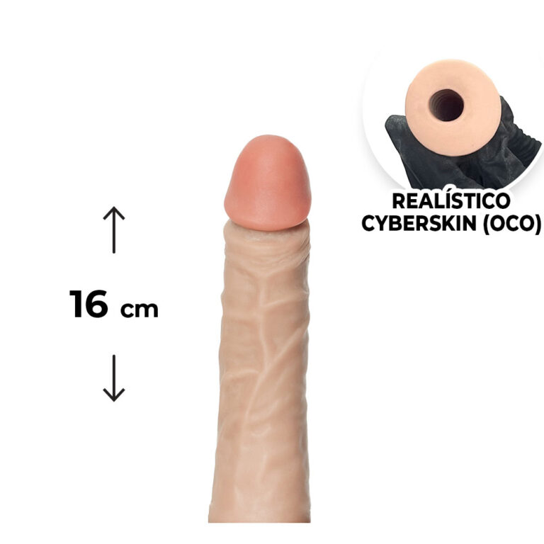 Capa Peniana 16cm x 4cm Realista/Cyberskin para Aumentar ou Engrossar o Pênis Bege