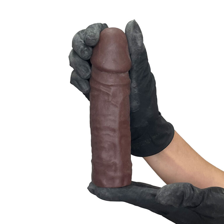 Capa Peniana 17cm x 4cm Realista/Cyberskin para Aumentar ou Engrossar o Pênis Marrom - Imagem 5