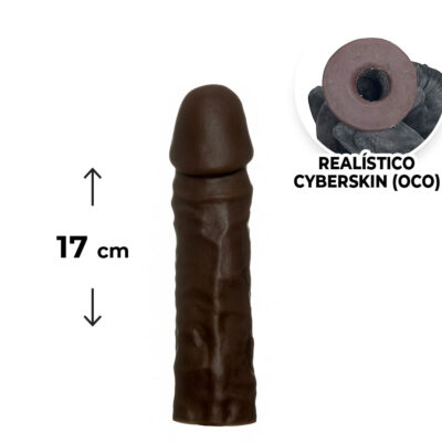 Capa Peniana 17cm x 4cm Realista/Cyberskin para Aumentar ou Engrossar o Pênis Marrom