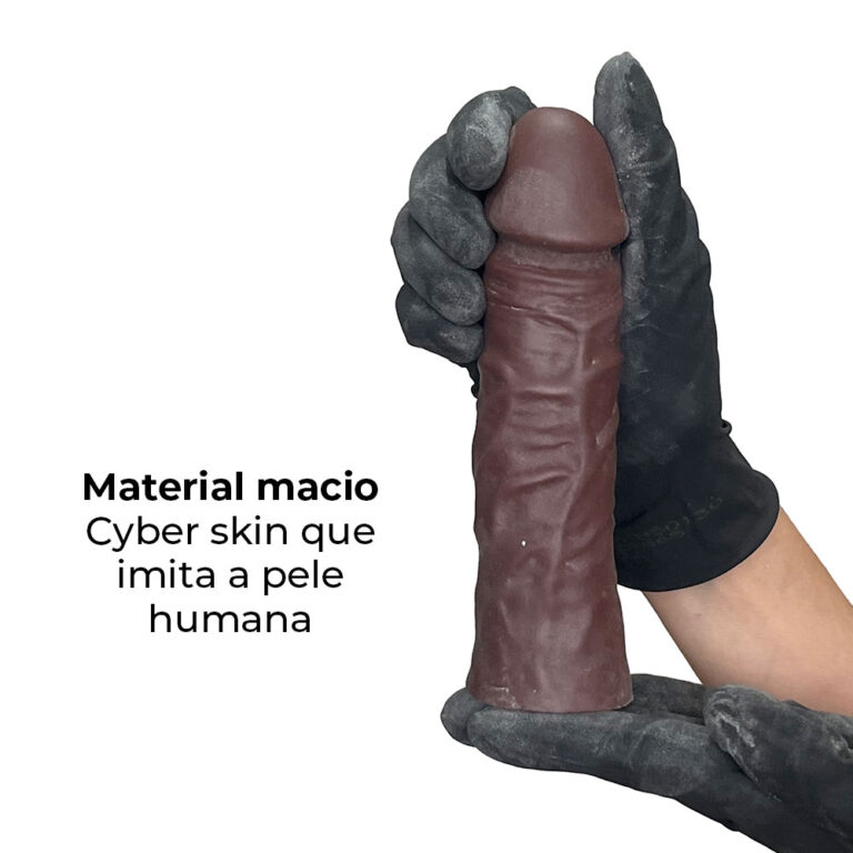 Capa Peniana 16cm x 4cm Realista/Cyberskin para Aumentar ou Engrossar o Pênis Marrom - Imagem 12