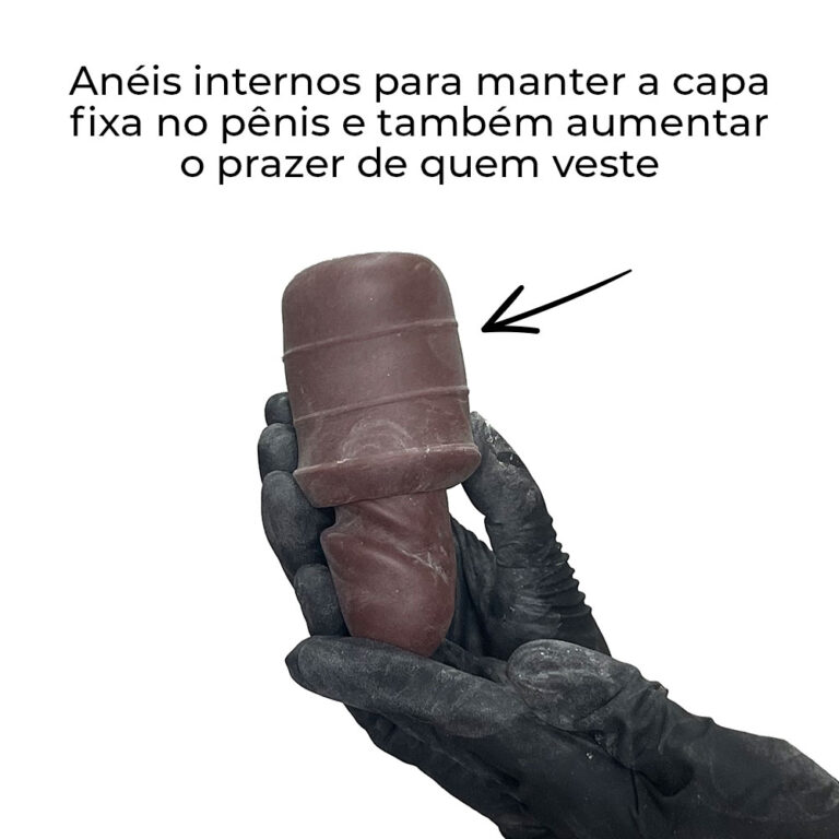 Capa Peniana 16cm x 4cm Realista/Cyberskin para Aumentar ou Engrossar o Pênis Marrom - Imagem 8