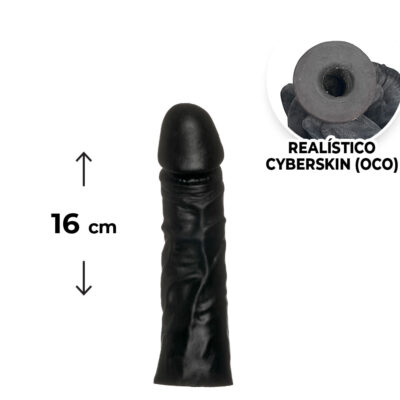 Capa Peniana 16cm x 4cm Realista/Cyberskin para Aumentar ou Engrossar o Pênis Preta