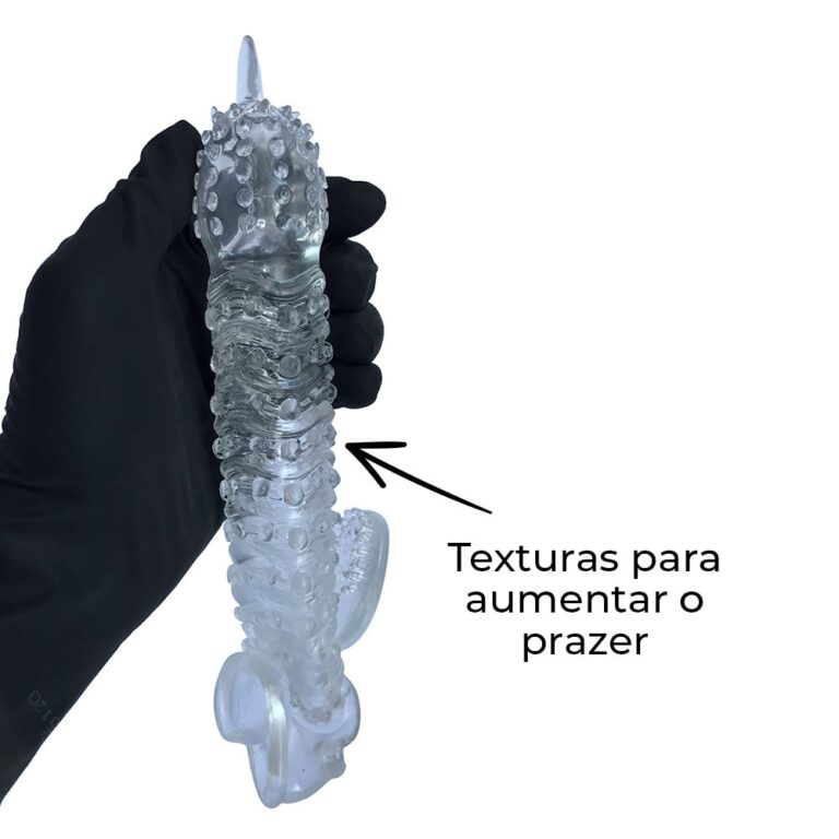 Capa Peniana 21cm x 3,8cm para Aumentar ou Engrossar o Pênis Transparente com Anel para Escroto - Imagem 6