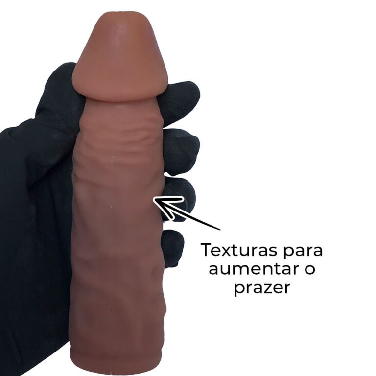 Capa Peniana 13,5cm x 3,6cm para Aumentar ou Engrossar o Pênis Marrom - Imagem 5