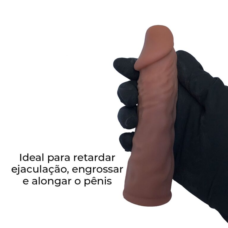 Capa Peniana 13,5cm x 3,6cm para Aumentar ou Engrossar o Pênis Marrom - Imagem 8