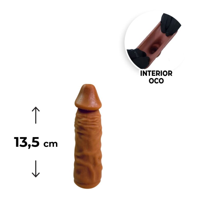 Capa Peniana 13,5cm x 3,6cm para Aumentar ou Engrossar o Pênis Marrom