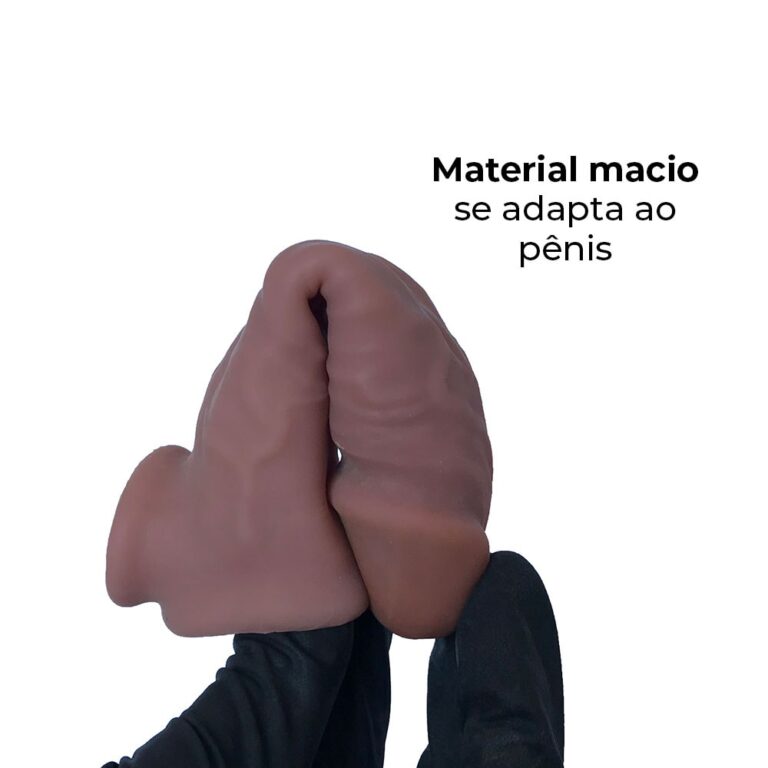 Capa Peniana 16,5cm x 3,6cm para Aumentar ou Engrossar o Pênis Marrom com Anel para Escroto - Imagem 8