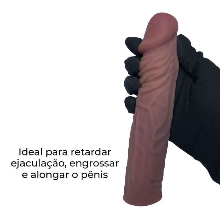 Capa Peniana 18,5cm x 3,6cm para Aumentar ou Engrossar o Pênis Marrom - Imagem 8