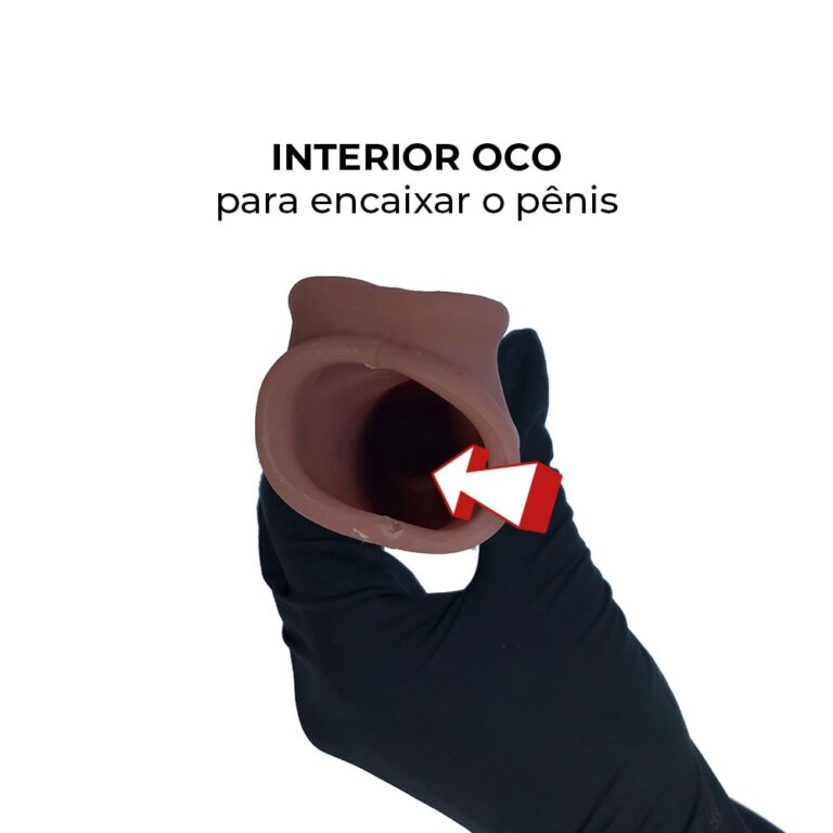 Capa Peniana 16,5cm x 3,6cm para Aumentar ou Engrossar o Pênis Marrom com Anel para Escroto - Imagem 5