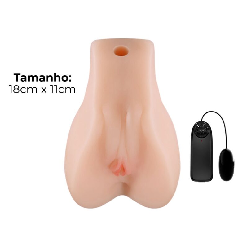 Masturbador masculino vagina e ânus, lábios bem demarcados, túnel interno apertado e texturizado com vibro 18cm x 11cm - Imagem 3