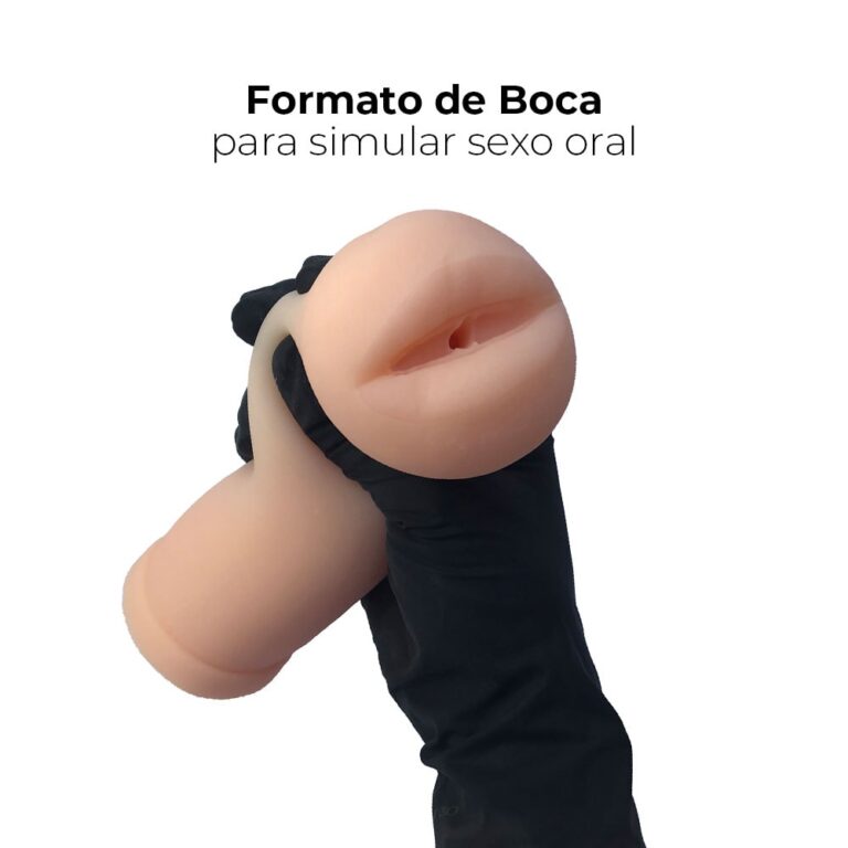 Masturbador masculino formato boca com túnel interno texturizado 16cm x 6,5cm - Imagem 5