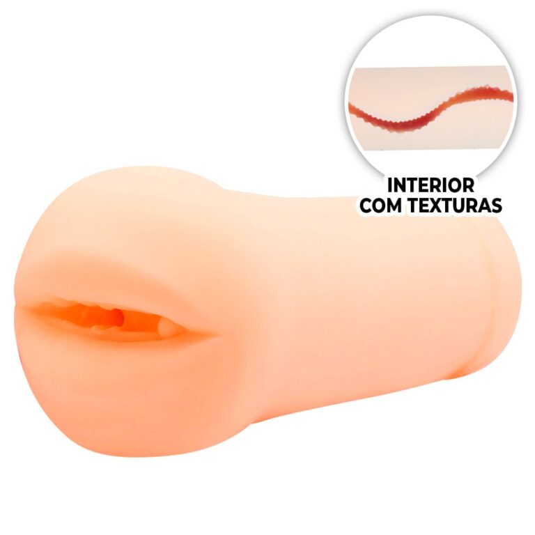 Masturbador masculino formato boca com túnel interno texturizado 16cm x 6,5cm