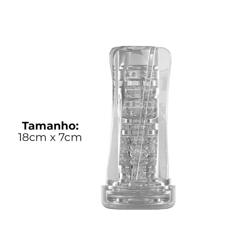Masturbador masculino lanterna translucido túnel interno texturizado 18cm x 7cm - Imagem 3