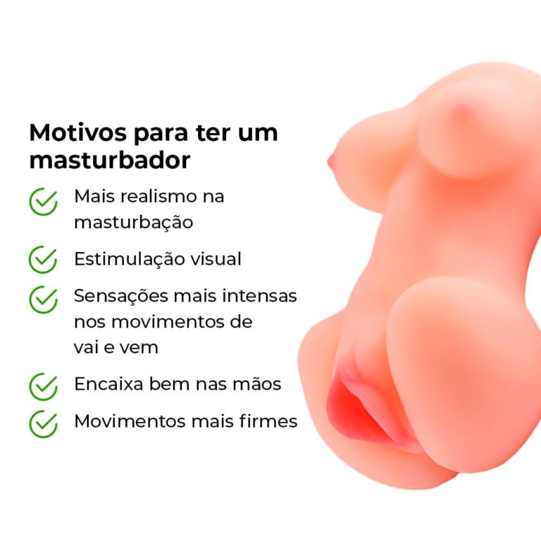 Masturbador masculino com seios e vagina com túnel interno texturizado com Vibração 16,5cm x 9,5cm - Imagem 6