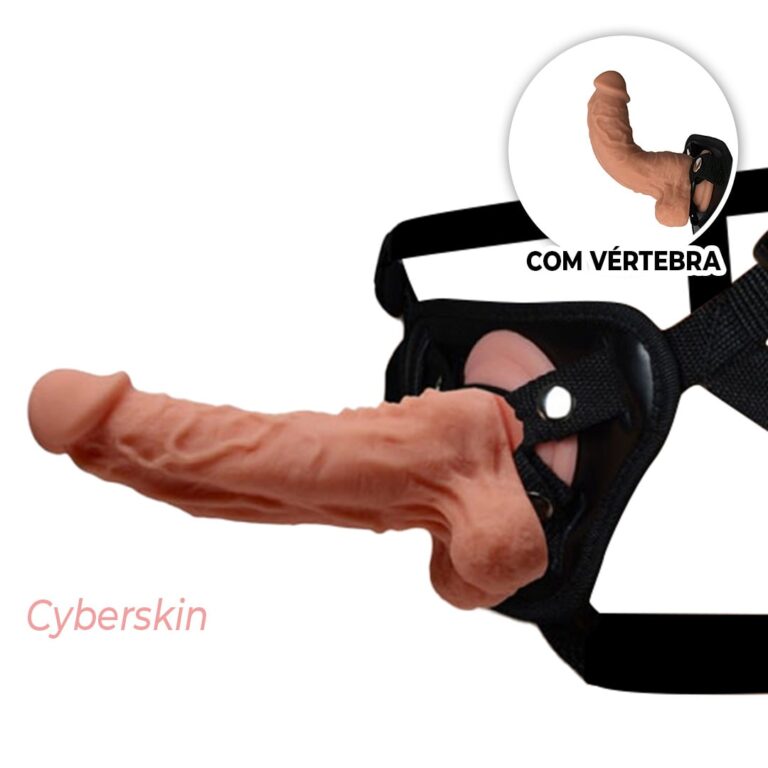 Cinta Peniana MARS DILDO Cyberskin com Vértebra Interna 17cm x 3,5cm