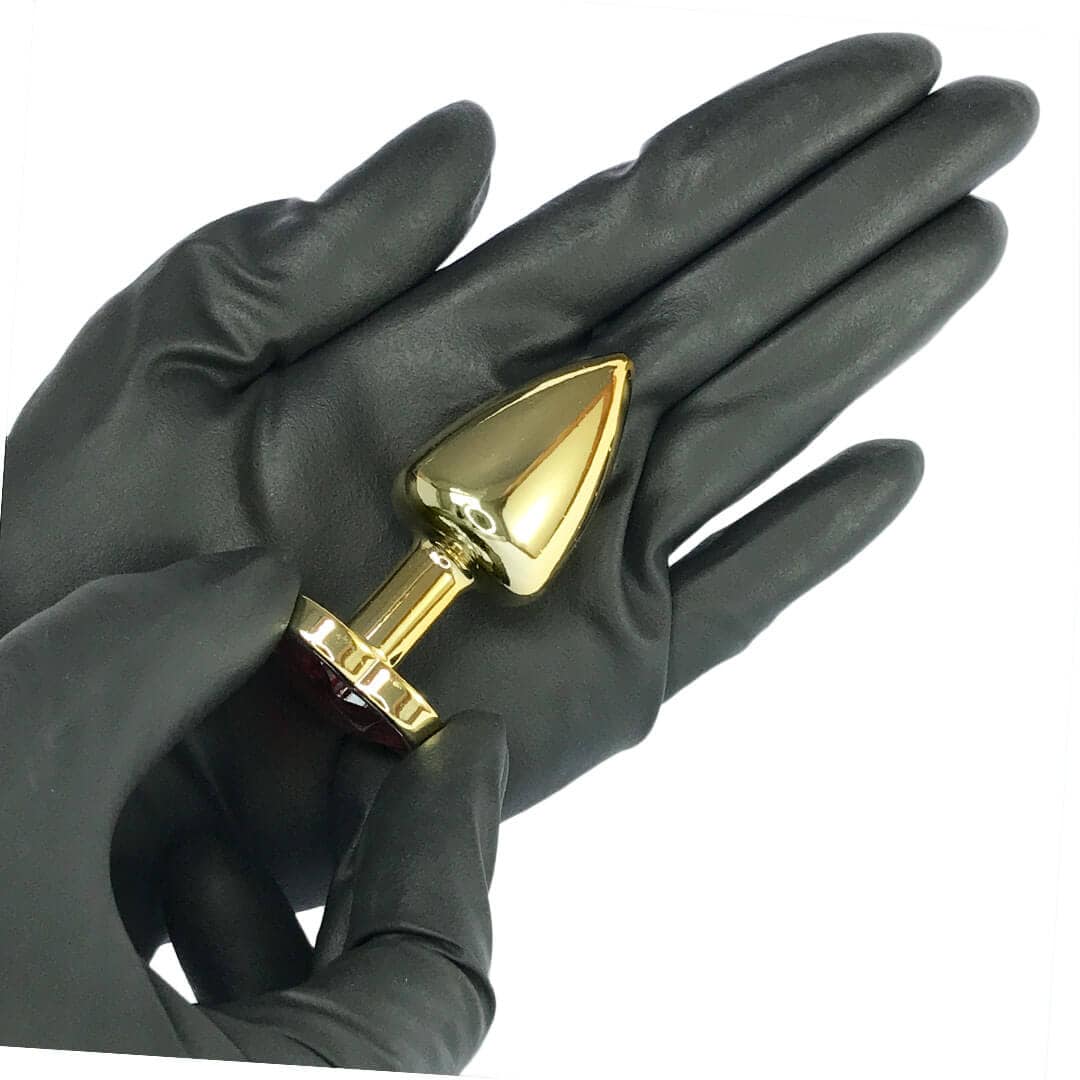 Plug Anal P 6,5cm x 2,5cm Leve sem Metal Dourado com Pedra de Coração Vermelho – Feito em ABS L542 - Imagem 4