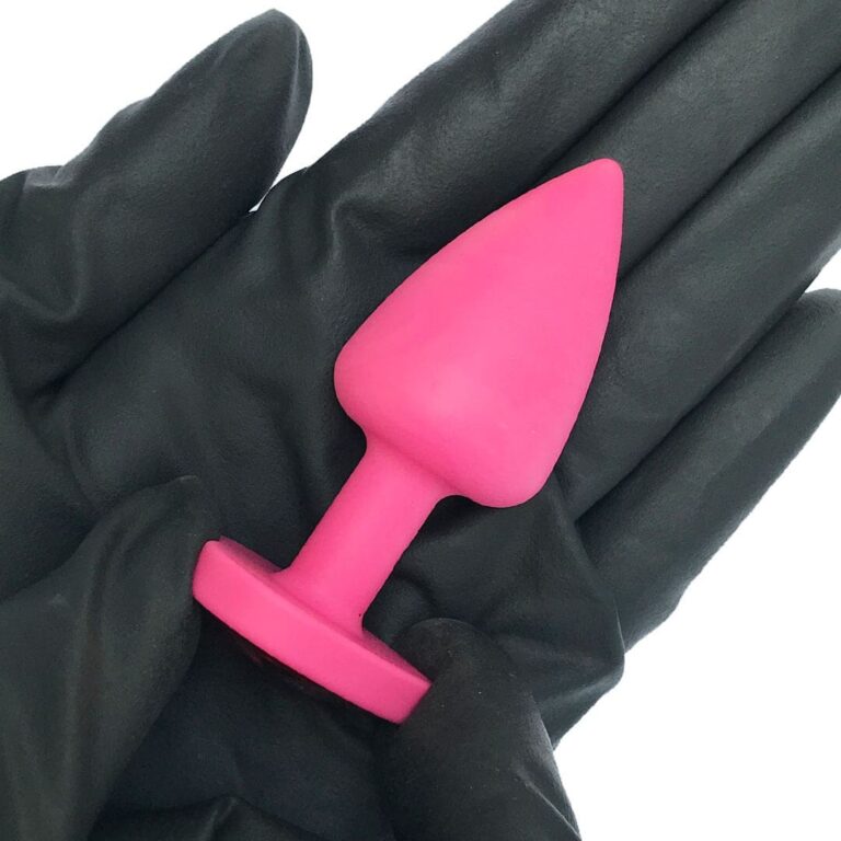 Plug Anal P 6,5cm x 2,5cm Leve sem Metal Rosa com Pedra de Coração Lilás Toque Aveludado - Feito em ABS L600 - Imagem 4