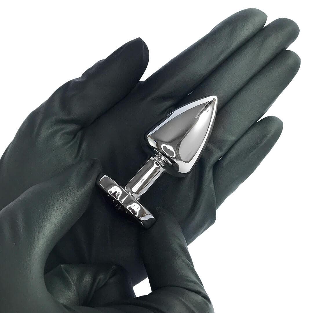 Plug Anal P 6,5cm x 2,5cm Leve sem Metal Prata com Pedra de Coração Lilás – Feito em ABS L535 - Imagem 4