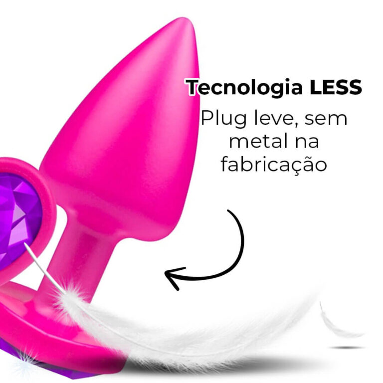 Plug Anal P 6,5cm x 2,5cm Leve sem Metal Rosa com Pedra de Coração Lilás Toque Aveludado - Feito em ABS L600 - Imagem 10