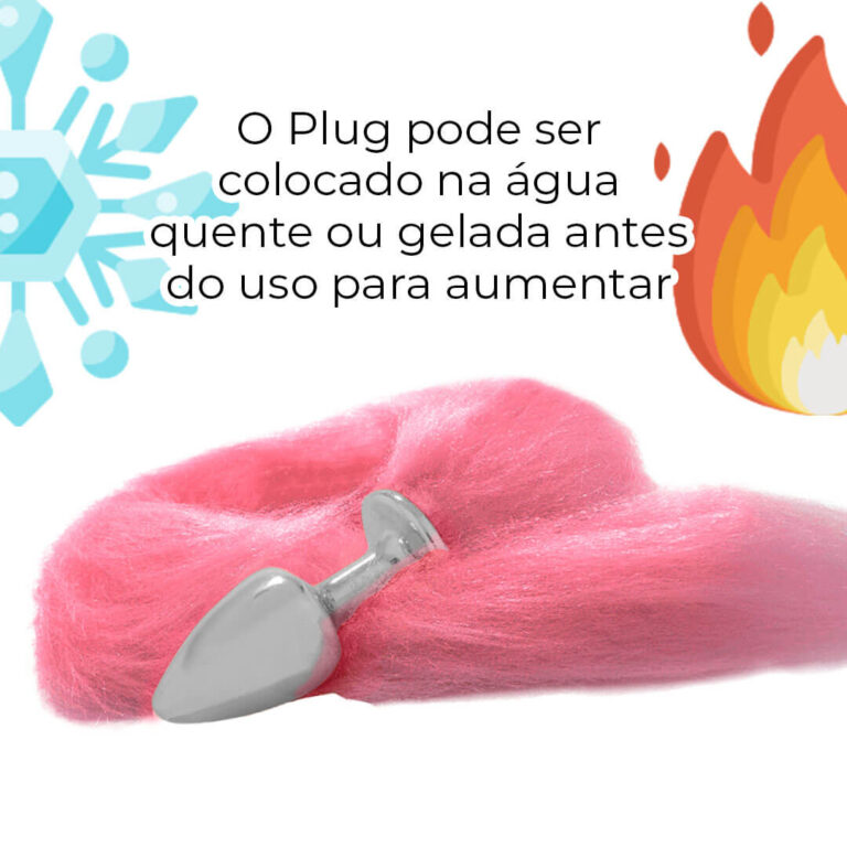 Plug Anal P 6,5cm x 2,5cm Prata com Rabo Rosa - Feito em Metal HA116CR - Imagem 5