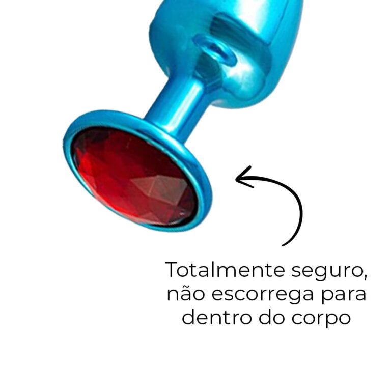 Plug Anal P 6,5cm x 2,5cm Azul com Pedra com Cor Surpresa - Feito em Metal - Imagem 12