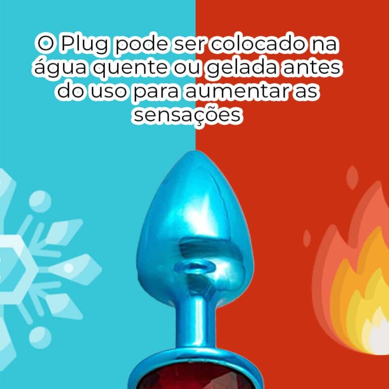 Plug Anal P 6,5cm x 2,5cm Azul com Pedra com Cor Surpresa - Feito em Metal - Imagem 10