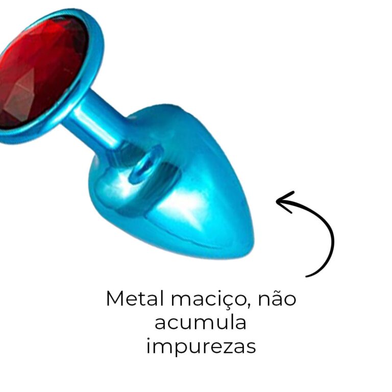 Plug Anal P 6,5cm x 2,5cm Azul com Pedra com Cor Surpresa - Feito em Metal - Imagem 13