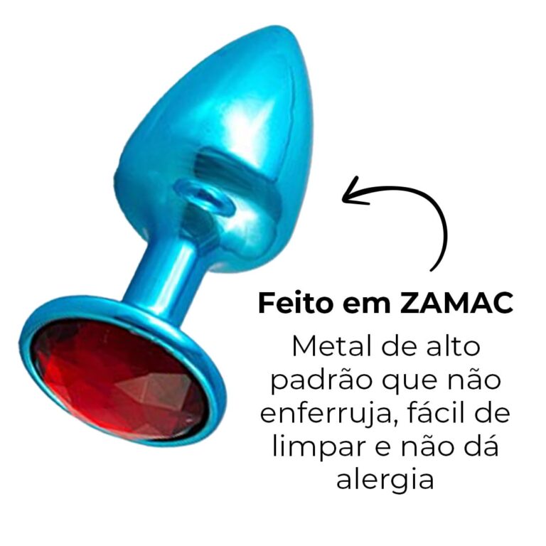 Plug Anal P 6,5cm x 2,5cm Azul com Pedra com Cor Surpresa - Feito em Metal - Imagem 9