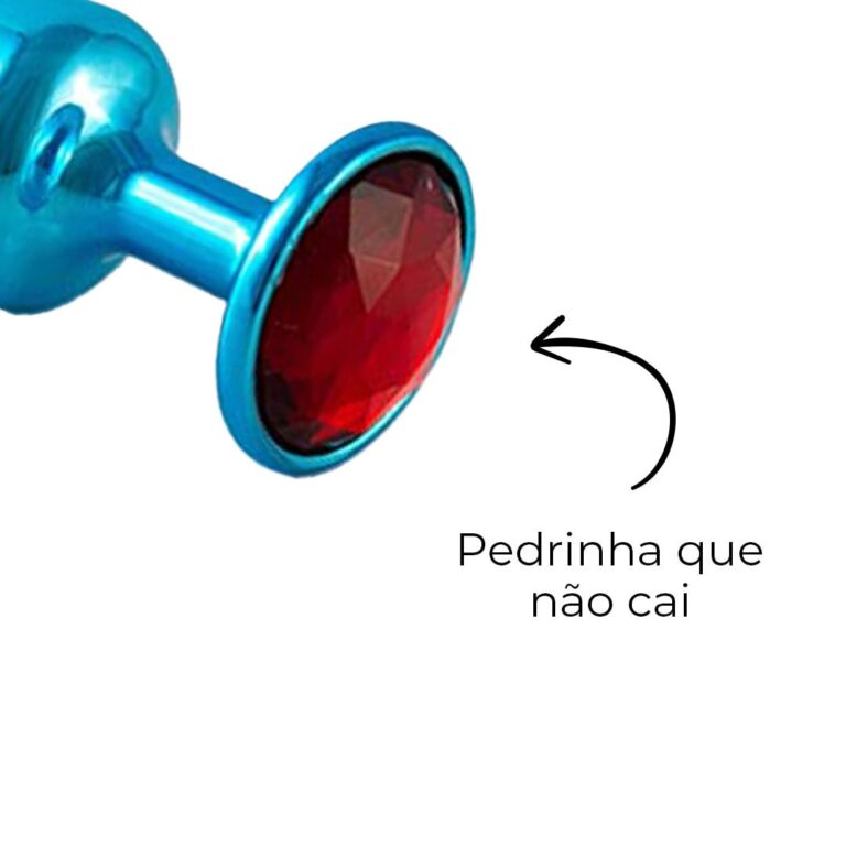 Plug Anal P 6,5cm x 2,5cm Azul com Pedra com Cor Surpresa - Feito em Metal - Imagem 11