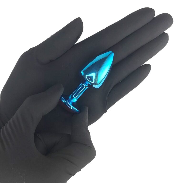 Plug Anal P 6,5cm x 2,5cm Azul com Pedra com Cor Surpresa - Feito em Metal - Imagem 4