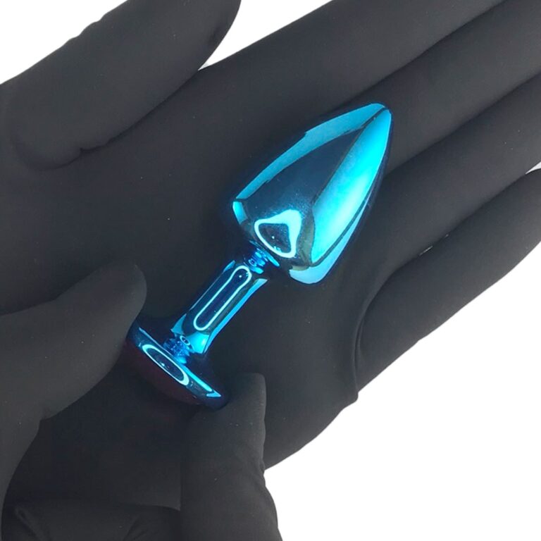 Plug Anal P 6,5cm x 2,5cm Azul com Pedra com Cor Surpresa - Feito em Metal - Imagem 5