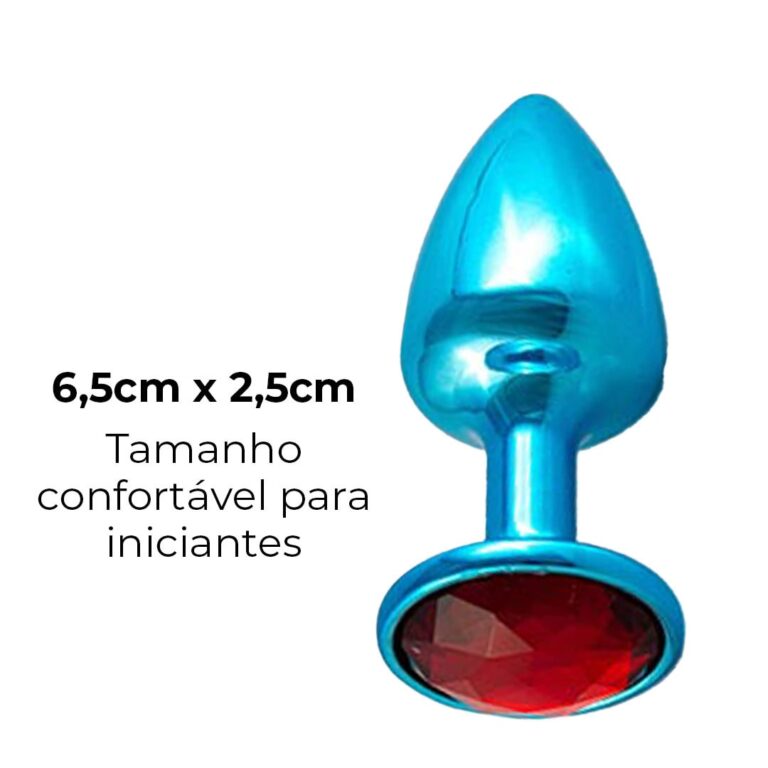 Plug Anal P 6,5cm x 2,5cm Azul com Pedra com Cor Surpresa - Feito em Metal - Imagem 15