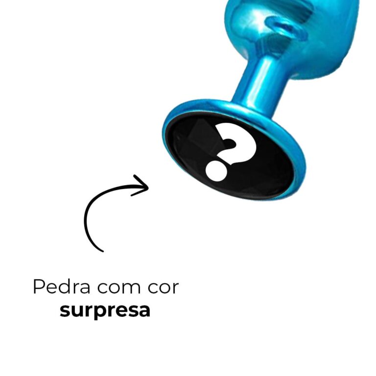 Plug Anal P 6,5cm x 2,5cm Azul com Pedra com Cor Surpresa - Feito em Metal - Imagem 8
