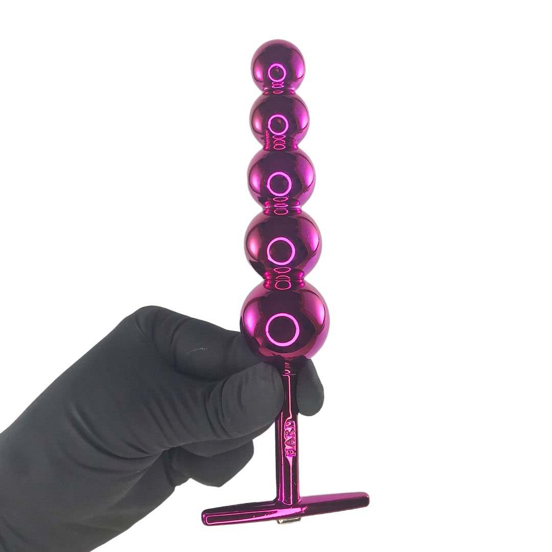 Plug Anal Escalonado 5 Esferas de 1,5cm a 3cm, 15cm de comprimento Rosa - Feito em Metal - Imagem 4
