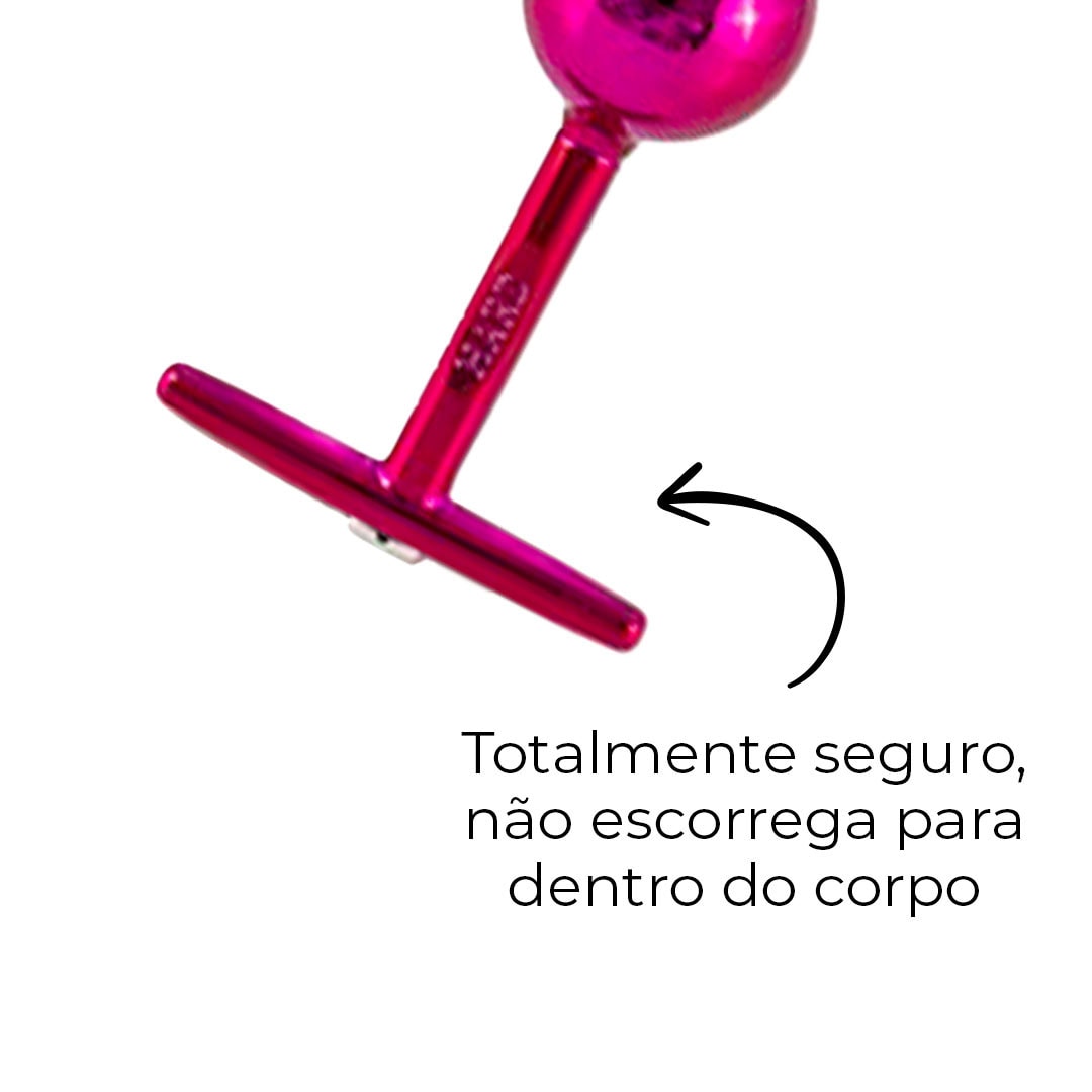 Plug Anal Escalonado 5 Esferas de 1,5cm a 3cm, 15cm de comprimento Rosa - Feito em Metal - Imagem 9