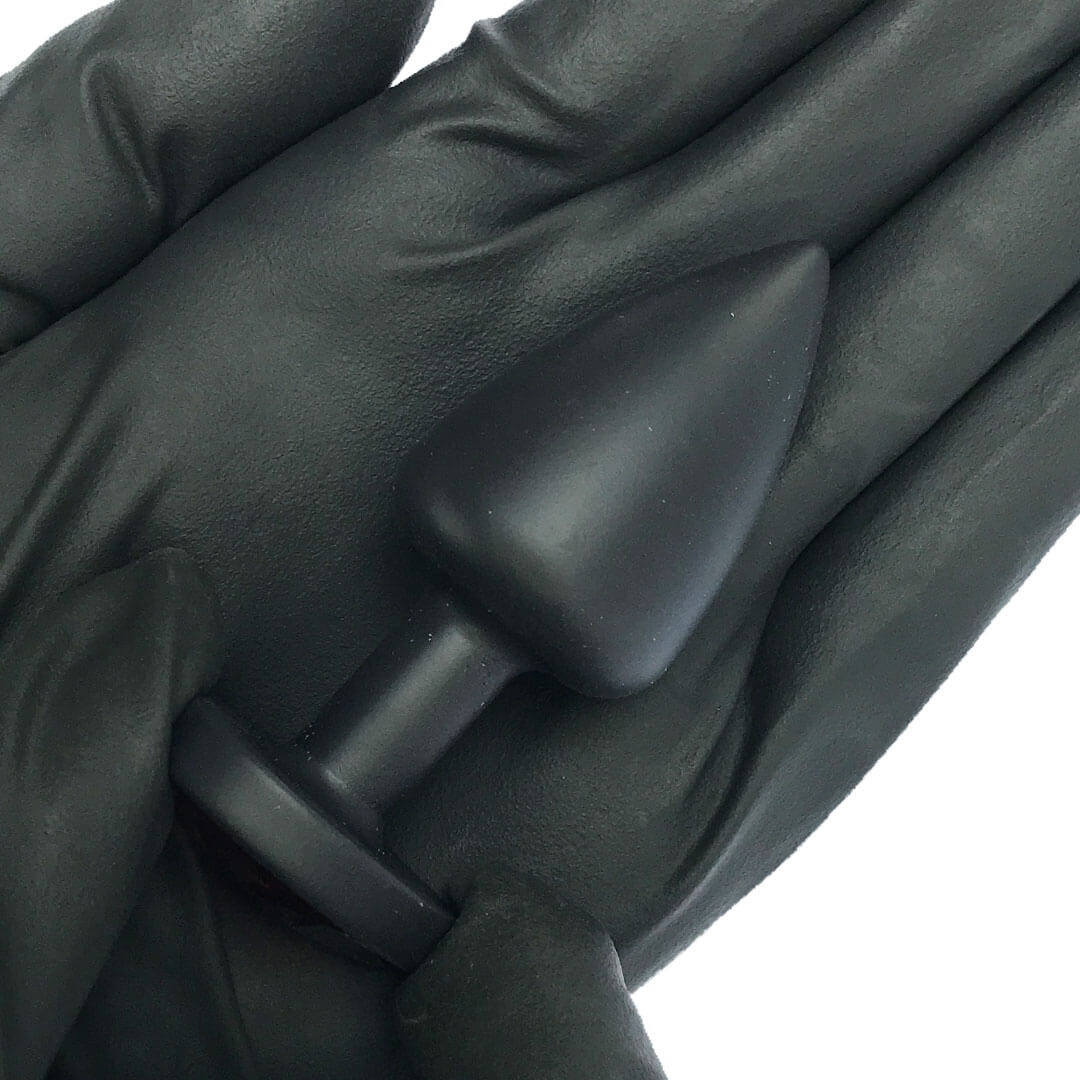 Plug Anal P 6,5cm x 2,5cm Leve sem Metal Preto com Pedra de Coração Lilás Toque Aveludado - Feito em ABS L604 - Imagem 5