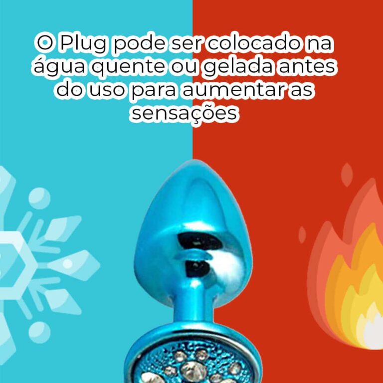 Plug Anal P 6,5cm x 3cm Azul com Pedra Cravejada em Strass - Feito em Metal - Imagem 9