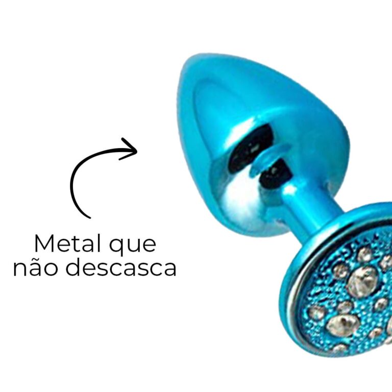 Plug Anal P 6,5cm x 3cm Azul com Pedra Cravejada em Strass - Feito em Metal - Imagem 13