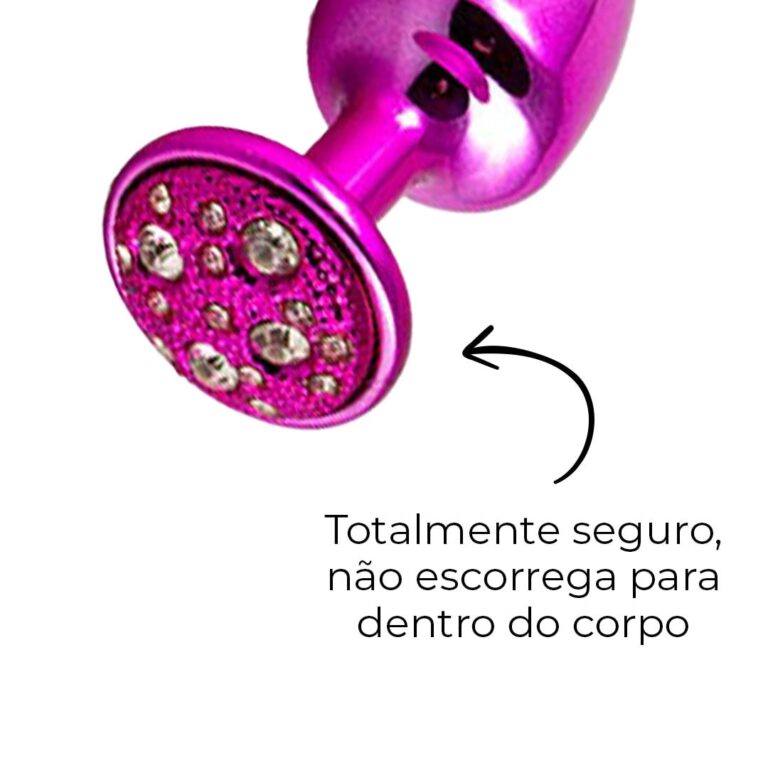 Plug Anal P 6,5cm x 3cm Rosa com Pedra Cravejada em Strass - Feito em Metal - Imagem 11