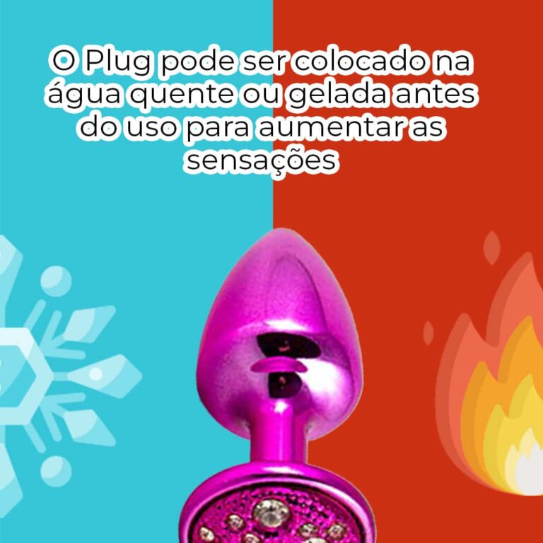 Plug Anal P 6,5cm x 3cm Rosa com Pedra Cravejada em Strass - Feito em Metal - Imagem 9