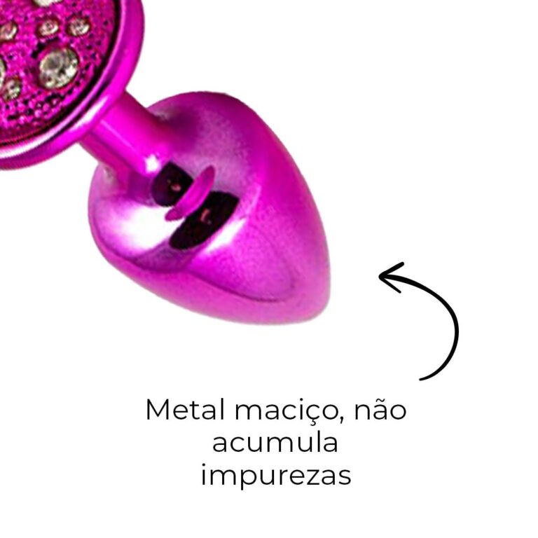 Plug Anal P 6,5cm x 3cm Rosa com Pedra Cravejada em Strass - Feito em Metal - Imagem 12