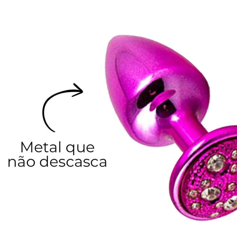 Plug Anal P 6,5cm x 3cm Rosa com Pedra Cravejada em Strass - Feito em Metal - Imagem 13