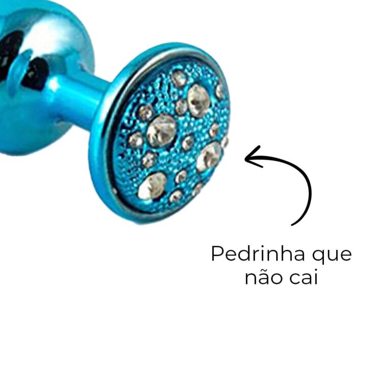 Plug Anal P 6,5cm x 3cm Azul com Pedra Cravejada em Strass - Feito em Metal - Imagem 10