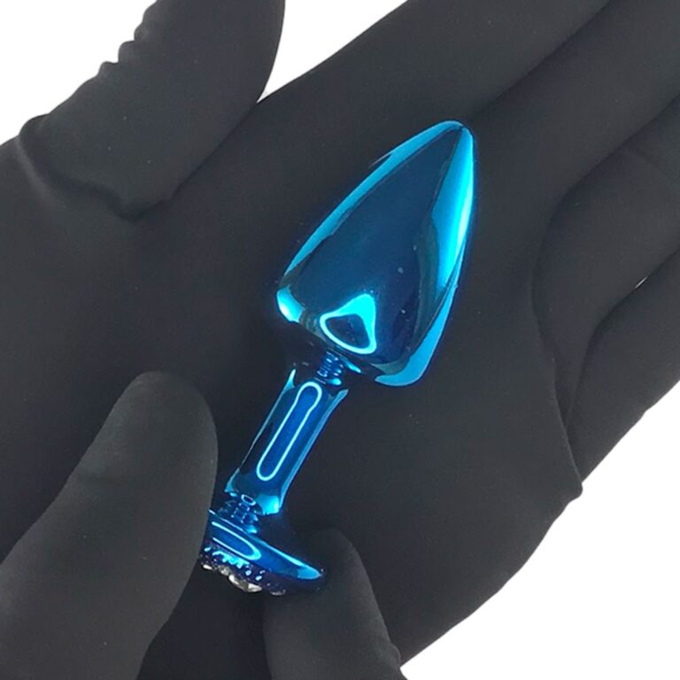 Plug Anal P 6,5cm x 3cm Azul com Pedra Cravejada em Strass - Feito em Metal - Imagem 5