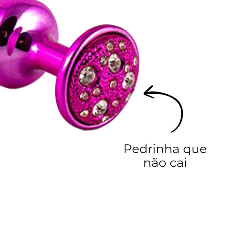 Plug Anal P 6,5cm x 3cm Rosa com Pedra Cravejada em Strass - Feito em Metal - Imagem 10