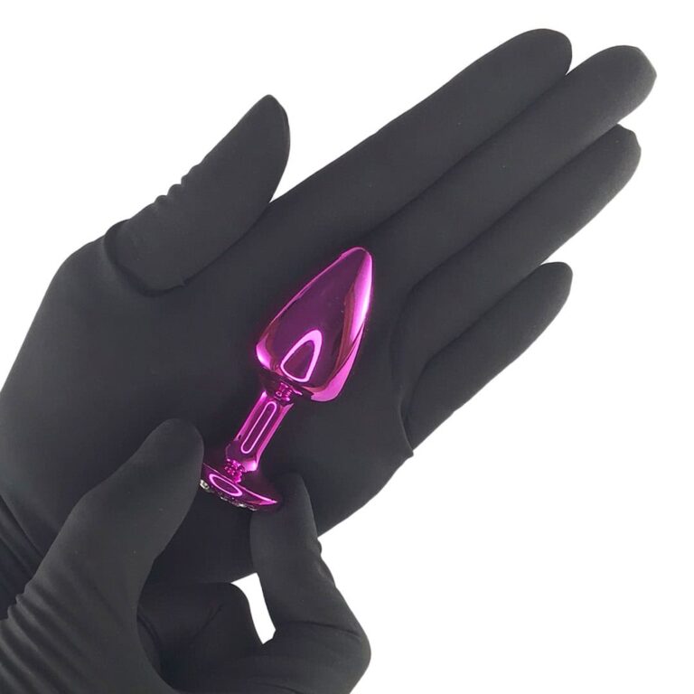Plug Anal P 6,5cm x 3cm Rosa com Pedra Cravejada em Strass - Feito em Metal - Imagem 4