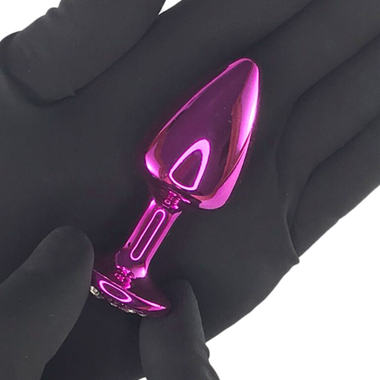 Plug Anal P 6,5cm x 3cm Rosa com Pedra Cravejada em Strass - Feito em Metal - Imagem 5