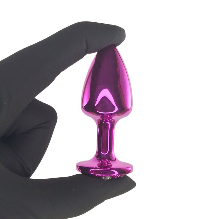 Plug Anal P 6,5cm x 3cm Rosa com Pedra Cravejada em Strass - Feito em Metal - Imagem 7