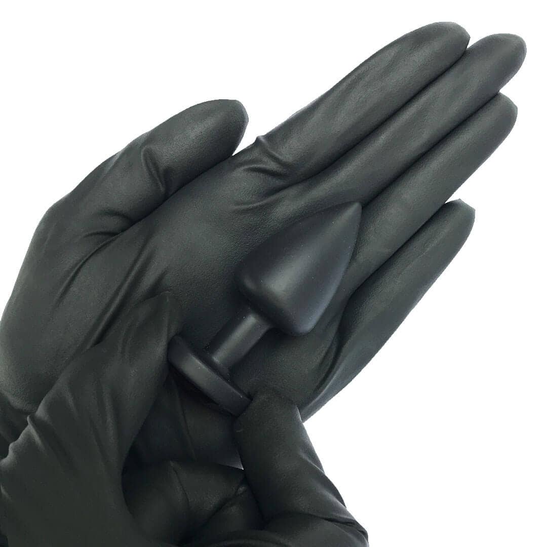 Plug Anal P 6,5cm x 2,5cm Leve sem Metal Preto com Pedra de Coração Lilás Toque Aveludado - Feito em ABS L604 - Imagem 4